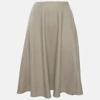 Pre-owned Gucci Beige Wool Blend Flared Midi Skirt Xs In Sand