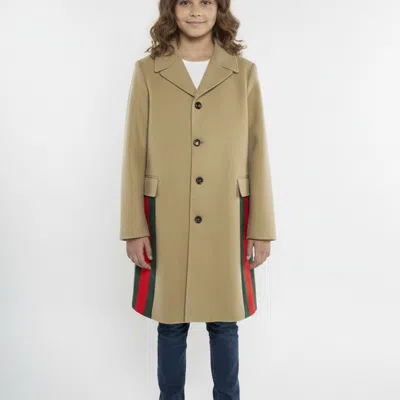 Pre-owned Gucci Beige Wool Button Front Long Sleeve Coat 12 Yrs In Sand