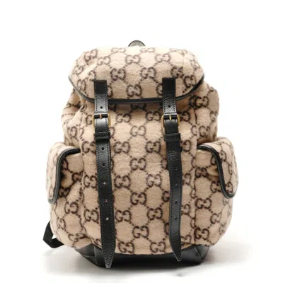 Pre-owned Gucci Beige Wool Leather Backpack () In Sand