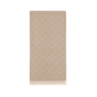 Gucci Beige Wool Oves Aries Foulard In Brown