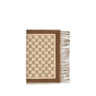 Gucci Beige Wool Oves Aries Scarf In Brown