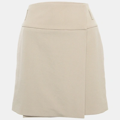 Pre-owned Gucci Beige Wool Twill Mini Wrap Skirt S