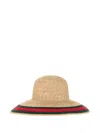 Gucci Web-stripe Woven Straw-effect Hat In Brown