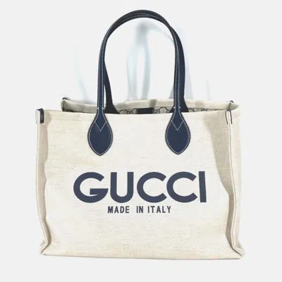 Pre-owned Gucci Beige X Black Dark Navy Tote Bag