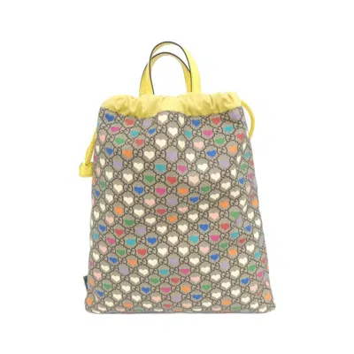 Pre-owned Gucci Beige Yellow Gg Supreme Backpack () In Beige, Yellow