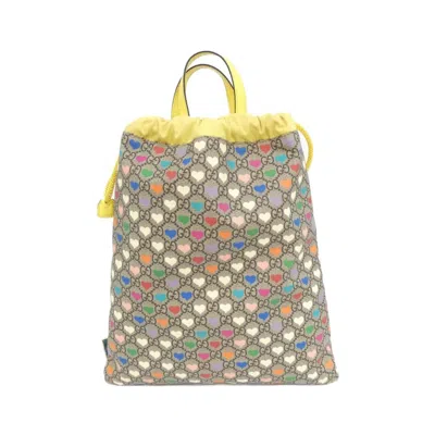 Pre-owned Gucci Beige Yellow Gg Supreme Backpack () In Beige, Yellow