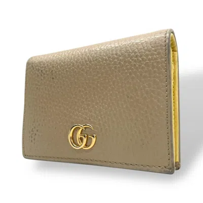 Pre-owned Gucci Beige Yellow Leather Wallet (bi-fold) () In Multi