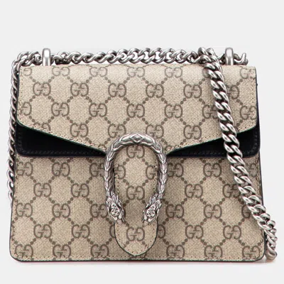 Pre-owned Gucci Beige/black Mini Gg Supreme Dionysus Crossbody Bag In Sand