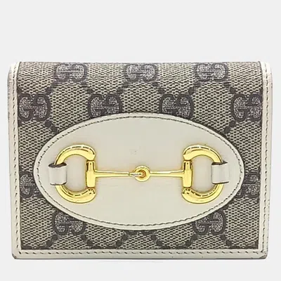 Pre-owned Gucci Beige/brown Coated Canvas 1955 Horsebit Bifold Wallet (621887) In Sand
