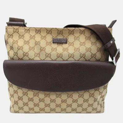 Pre-owned Gucci Beige/brown Gg Canvas Web Messenger Bag