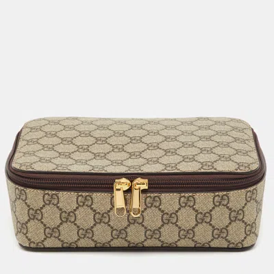 Pre-owned Gucci Beige/brown Gg Supreme Canvas Mini Packing Cube In Sand