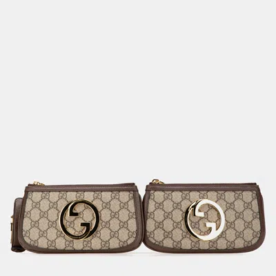 Pre-owned Gucci Beige/brown Gg Supreme Mini Blondie Belt Bag