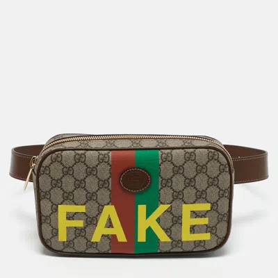 Pre-owned Gucci Beige/ebony Gg Supreme Canvas Fake/not Retro Interlocking G Belt Bag