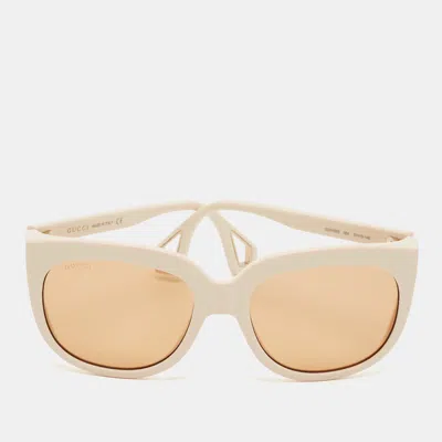 Pre-owned Gucci Beige/orange Gg0468s Frame Square Sunglasses In Sand