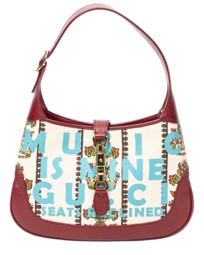 Gucci Beige/red Centennial Print Small Centennial Jackie 1961 Hobo (authentic Pre-loved) In Purple