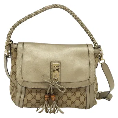 Pre-owned Gucci Bella Beige Canvas Shoulder Bag () In Sand