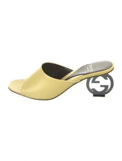 Pre-owned Gucci Bella Interlocking G Logo Slides W/ Tags In Yellow