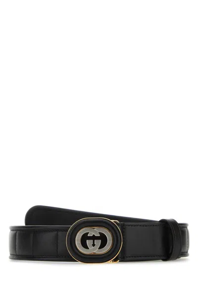 Gucci Quilted Leather Cross Buckle Belt In Gray