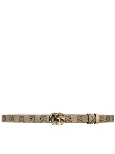 Gucci Gg Marmont Thin Leather Belt In Brown