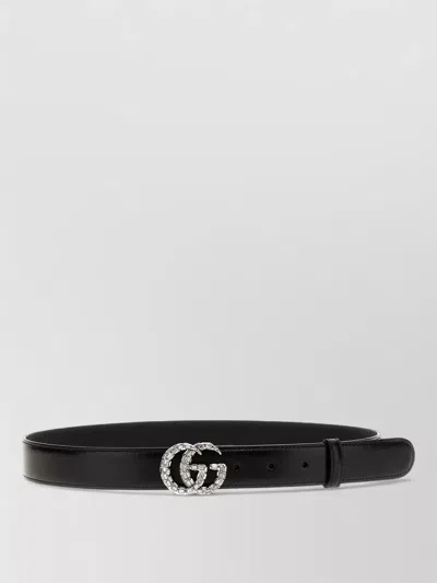 Gucci Belt Adjustable Length Embellished Buckle Hardware In Black