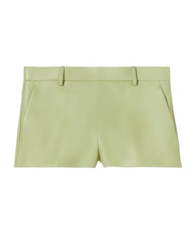 Gucci Belt And Loop Leather Shorts In Green
