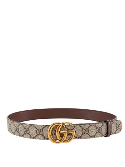 Gucci Women Gg Marmont Reversible Belt In Neutral