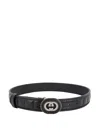 Gucci Leather Belt With Adjustable Length And Quilted Design In Black