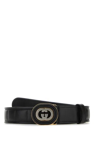 Gucci Belt With Interlocking G Buckle In Black