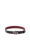 Gucci Reversible Textured Belt Adjustable Length In Black