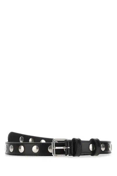 Gucci Adjustable Leather Belt With Silver Buckle In Black