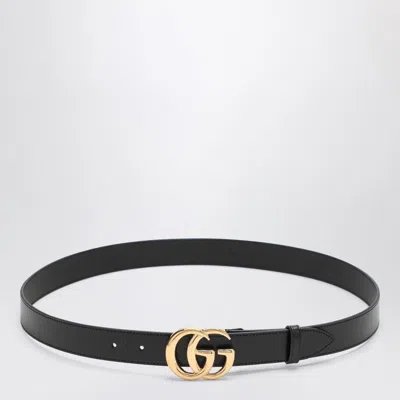 Gucci Black Belt With Double Gg Buckle Men