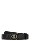 Gucci Leather Belt With Adjustable Length And Quilted Design In Black