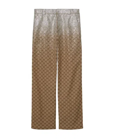 Gucci Belt-loop Casual Pants In Camel And Dark Brown Brown