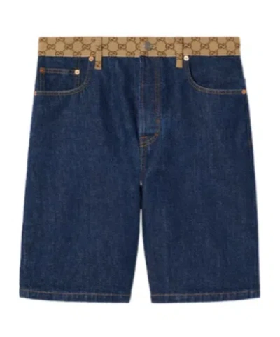 Gucci Belt-loop Denim Shorts In Blue