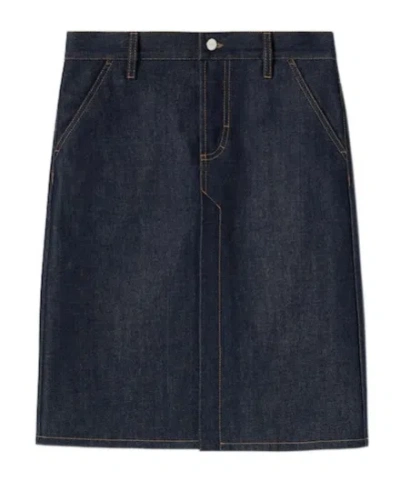 Gucci Belt-loop Denim Skirt In Blue