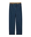 Gucci High-waist Boyfriend Pants With Logo Waistband In Blue