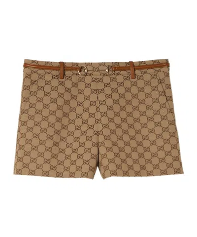 Gucci Belt-loop Shorts In Brown