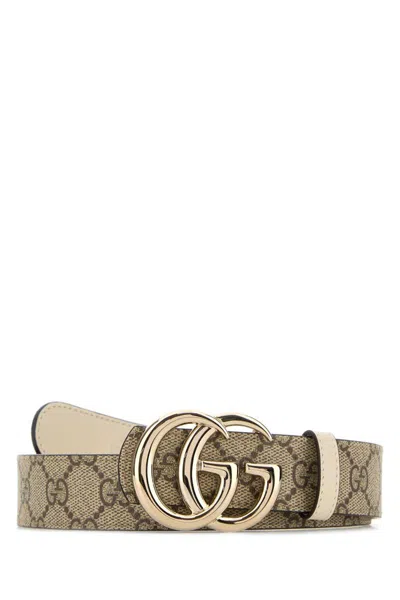Gucci Beige Printed Canvas Reversible Belt In Neutral