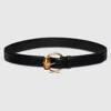 Gucci Belt With Bamboo Detail Buckle In Black