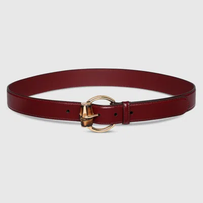 Gucci Belt With Bamboo Detail Buckle In Bordeaux