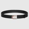 Gucci Belt With Enameled Web Detail Buckle In Black