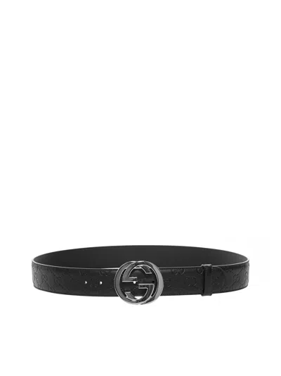Gucci Belt With Gg Cross Buckle In Black