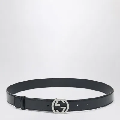 Gucci Belt With Gg Engraved Buckle In Black