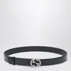 Gucci Belt With Gg Engraved Buckle Men In Black