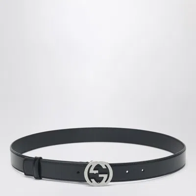 Gucci Belt With Gg Engraved Buckle Men In Black