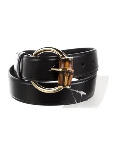Pre-owned Gucci Belt With Horsebit Detail Leather Waist Belt In Black