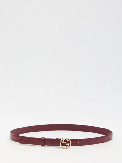 Gucci Belt With Interlocking G Buckle In Metallic