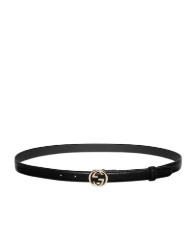 Gucci Belt With Interlocking G Buckle In Black