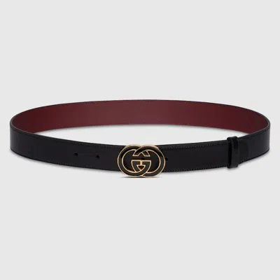 Gucci Belt With Interlocking G Buckle In Black