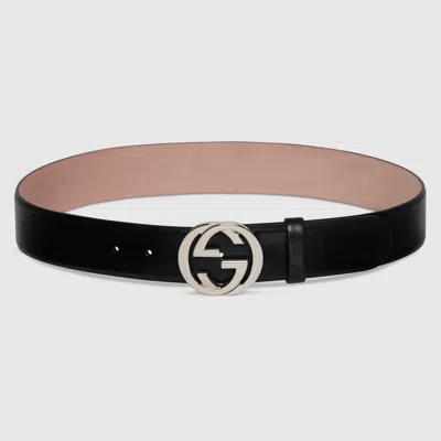 Gucci Belt With Interlocking G Buckle In Black